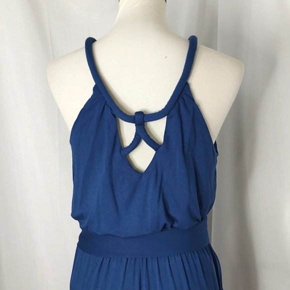 LOFT Jumpsuit S Blue Flowy Tie Waist Blue Jumpsuit Relaxed Soft Summer NEW - Picture 8 of 11